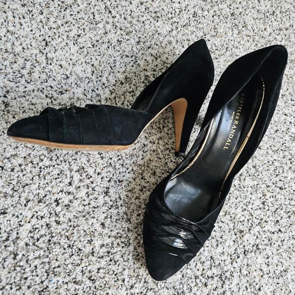 Loeffler Randall Shoes - Loeffler Randall Ruffle Pointed Toe D'Orsay Black Suede Heels Size 9.5